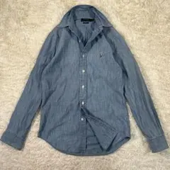 【美品】ポロラルフローレン　シャンブレーシャツ　長袖シャツ　インディゴ　M相当