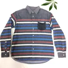 BEAMS HAERT ビームス ハート 長袖 シャツ L 総柄 ボーダー柄