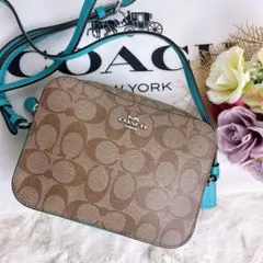 未使用級☆COACHコーチ ショルダーカメラバッグ ベージュ シグネチャー