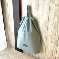 sale！ハンドメイド.ブルーグリーン系.無地.巾着大きめ(832)