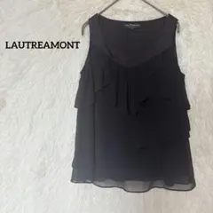 LAUTREAMONT ノースリーブ フリル ブラウス M ブラック　上品のサムネイル