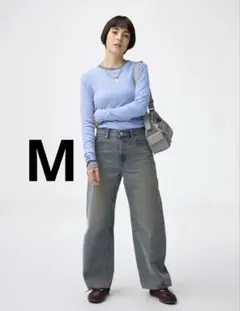 GU バレルレッグジーンズ　B+EC丈短め　Mサイズ 67BLUE