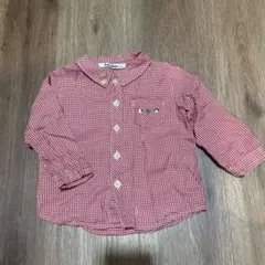 familiar 赤白チェック シャツ 80