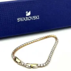 【美品】スワロフスキー ゴールド ブレスレット　テニスブレスレット