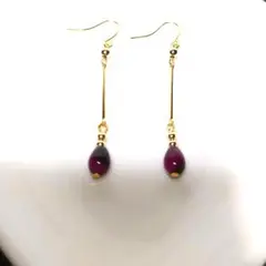 【132】タイガーアイ　ロングピアス 　　　　ハンドメイド
