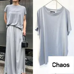 【良品】 Chaos シルクフレーズ Tシャツドルマンカットソーのサムネイル