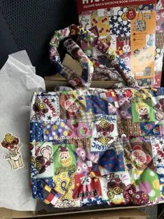 ヒスミニスクエアバッグ☆パッチワーク柄&ステッカー
