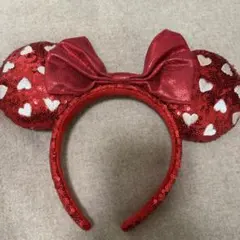 赤いハートスパンコールカチューシャ