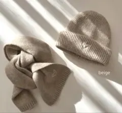 ハート モチーフ マフラー ビーニー ニット帽 セット キッズ 韓国子供服