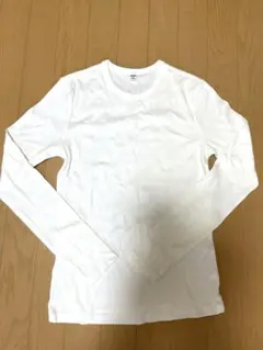 【新品未使用】UNIQLO ソフトリブクルーネックT ホワイト 長袖 Tシャツ