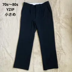 70s 80s YZIP タックパンツ スラックス ブラック 黒