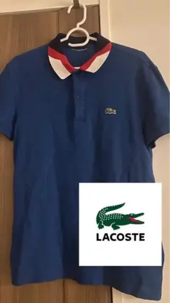ラコステ 青 ポロシャツ ネイビー赤襟