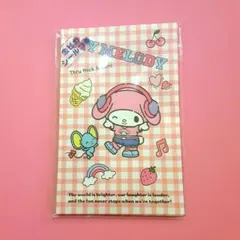 マイメロディ ポチ袋　ギンガム　ヘッドフォン　フラット