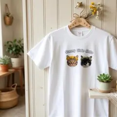 陽だまりの猫 プリント Tシャツ S～XLサイズ変更可能 コットン100％