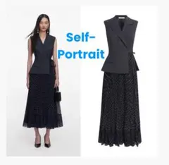 ❤️26秋新作 新品♡ SelfPortrait 黒切替ロングワンピース♡ K47 