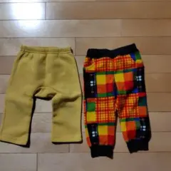 イエロー動物顔デザインとチェック柄パンツセット