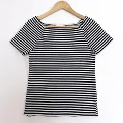 earth music&ecology ボーダーTシャツ 半袖 白×黒 S