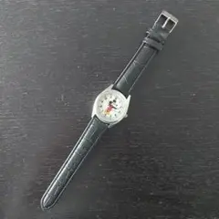 ミッキーマウス レディース 腕時計 ホワイト文字盤 黒ベルト