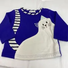 ベイビーチアー　トップス　ロンT トレーナー　ネコ　青　80のサムネイル