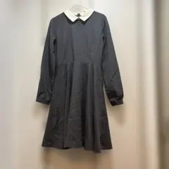 ナルミヤ 長袖ワンピース 襟付き グレー