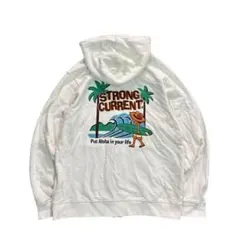 7AS2【STRONG CURRENT】バックプリント　ジップアップパーカー　白