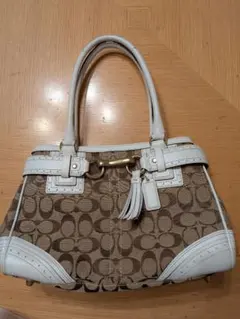COACH ハンドバッグ ブラウン/ホワイト