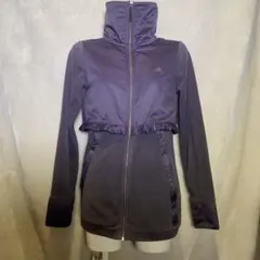 アディダス（M）パープル　フリース　　女の子らしい　カジュアル　フリル　細身
