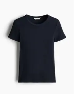 H&M リブTシャツ　ネイビー　新品のサムネイル