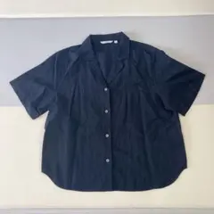 UNIQLO リネンブレンドオープンカラーシャツ XLサイズ ブラック　ユニクロ