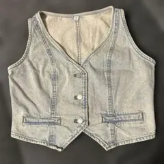 【美品】GU デニムベスト ライトブルー Lサイズ