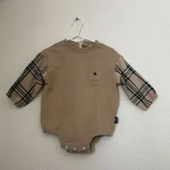 POLO Baby ベージュ チェック柄ロンパース 80