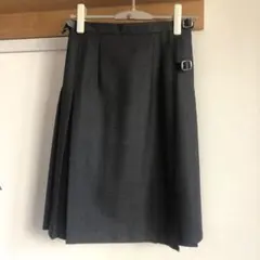 【美品】オニールオブダブリン ウールプリーツラップスカート膝丈 グレーGB8