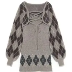 BUBBLES レースアップアーガイルワンピース