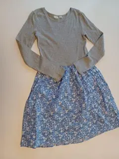 GAP KIDS グレー長袖花柄ワンピース XXL