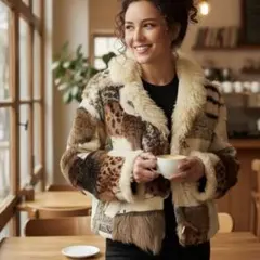 【スペイン製】3000円値引き！パッチワーク毛皮ジャケット