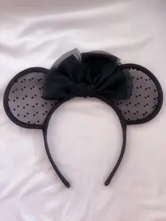 ディズニー ミニーちゃん レースカチューシャ 黒