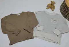 PAIR MANON 長袖カットソー&cottoli ボーダー トレーナー110