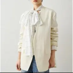 美品★ウィムガゼット 24SS ツイルカラーレスジャケット ノーカラージャケット