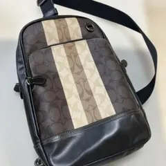 新品タグ付 コーチ ボディバッグ 白 シグネチャー カラーブロック 