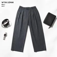 【美品】ウィム WYM ワイドスラックス グレー L ストライプ パンツのサムネイル