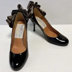 美品⭐︎ピッピシック　フリルパンプス　黒✖️ブラウン　ゴージャス　主役級