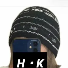 クラッシャーハット　クロシェハット　ビーニー　ニット帽　ハンドメイド