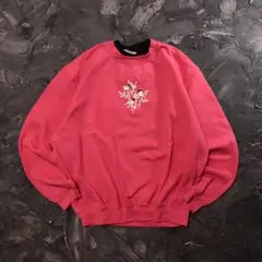 TOP STITCH トレーナー　刺繍　小鳥　ピンク