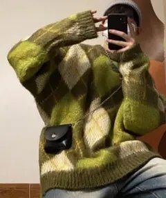 B.R.U アーガイルチェックニット グリーン