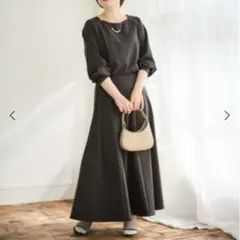 ルクールブラン　エステルスパンバックギャザーブラウスとパネルスカートセットアップ