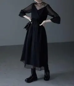 ラメチュールシフォンドレス ワンピース 結婚式　オケージョンドレス