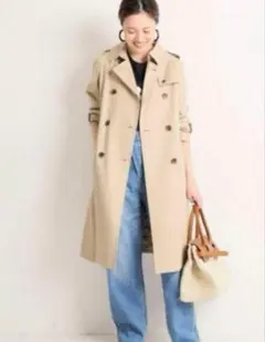 美品 スローブ イエナ トレンチコート 40 スプリングコート ベージュ コットンニュアンストレンチコート（トレンチコート）｜SLOBE