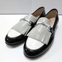 【新品未使用】ルカグロッシ フリンジ ビットローファー バイカラー 24.0cm