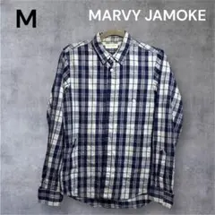 MARVYJAMOKE ネルシャツ Yシャツ M チェック柄 長袖 ネイビー 春のサムネイル
