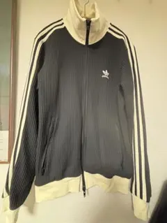 adidas ジップアップジャケット 黒/クリーム